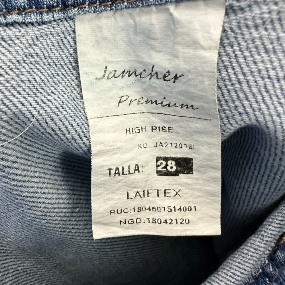 Jamcher High Rise Baggy Raw Hem Women's size 28 Medium Blue Denim Jeans - Picture 4 of 5